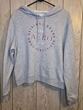 Aeropostale Light Gray Crewneck Hoodie with Maroon Logo